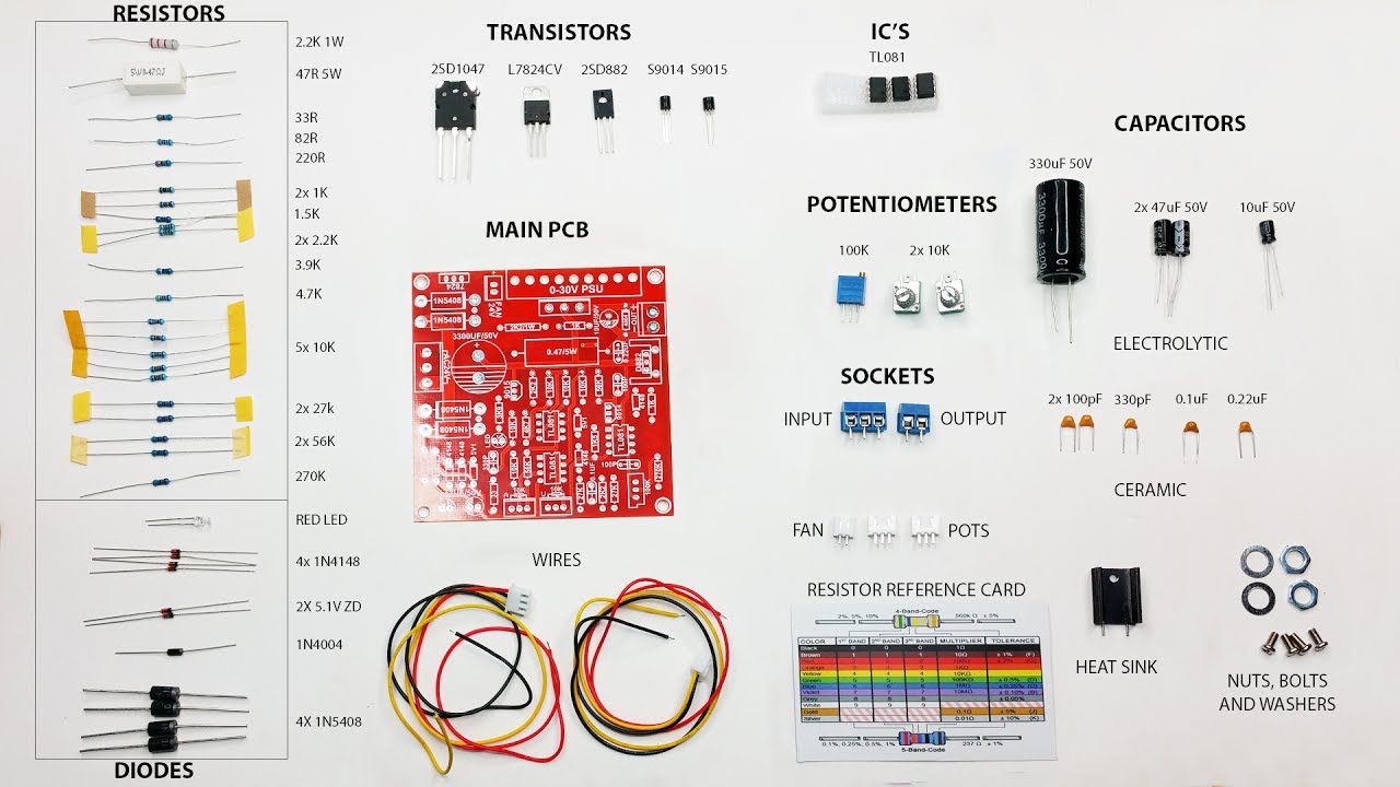 Variable Lab Bench Power Supply KIT 0-30V 0-3A build, soldering and testing tutorial